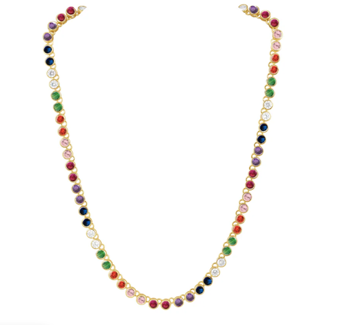 Sahira Rainbow Bezel Tennis Necklace