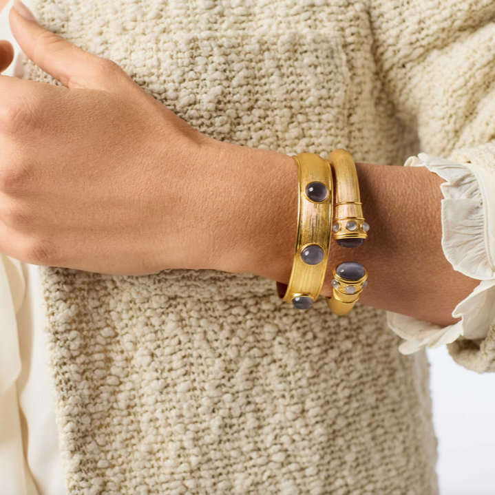Julie Vos Cobblestone Stone Hinge Bangle Bracelet
