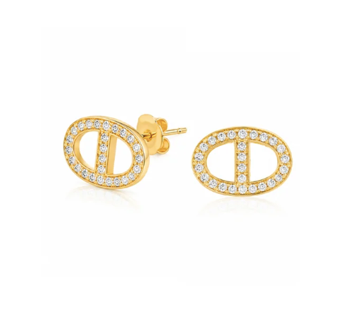 Sahira Rosie Cz Stud Earrings