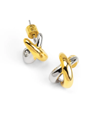 Mila Cross Over Two Tone Earrings
