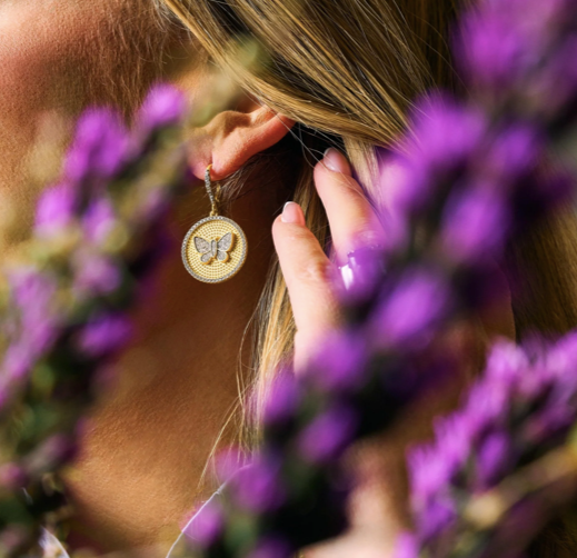 Freida Rothman Butterflies in Bloom Textured Shield Leverback Earrings