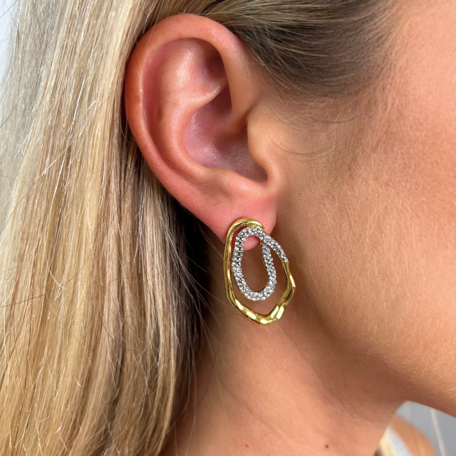Sahira Harper Two Tone Pave Earrings