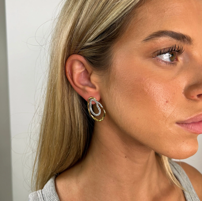 Sahira Harper Two Tone Pave Earrings