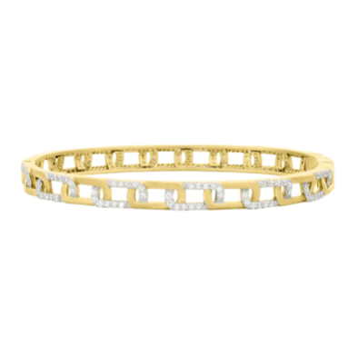 Freida Rothman Signature Grit Chain Link Pave Thin Hinge Bangle