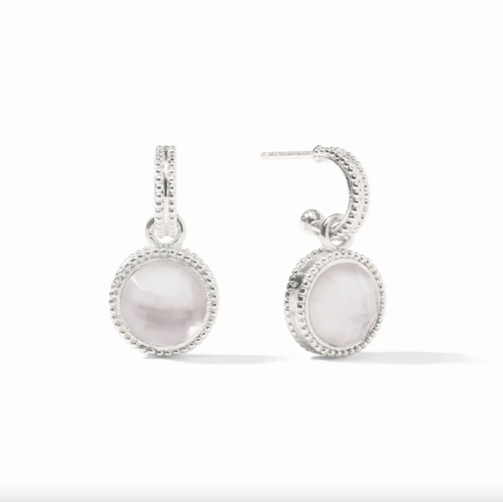 Julie Vos Fleur de Lis Silver Hoop and Charm Earrings