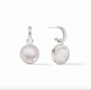 Julie Vos Fleur de Lis Silver Hoop and Charm Earrings