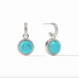 Julie Vos Fleur de Lis Silver Hoop and Charm Earrings