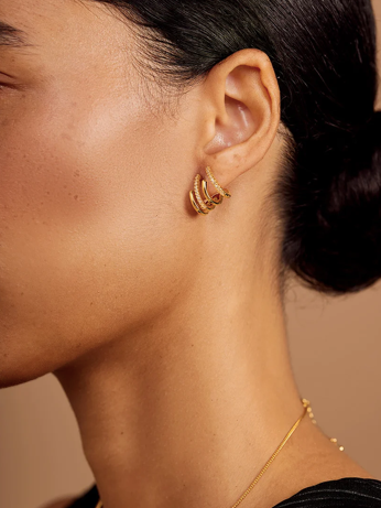 Trio Luxe Huggie Stack Earrings