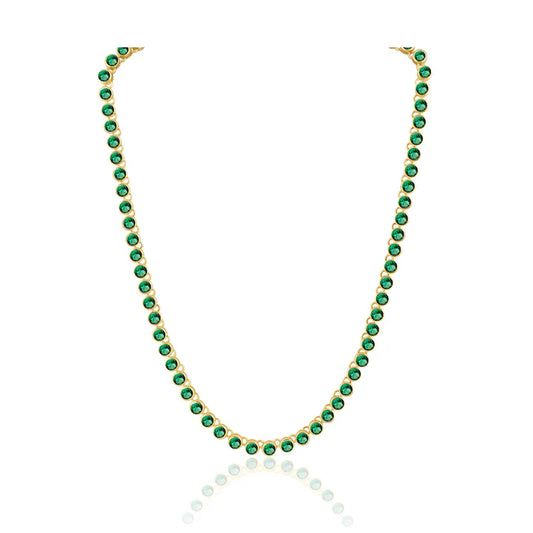 Sahira Bezel Emerald Tennis Necklace