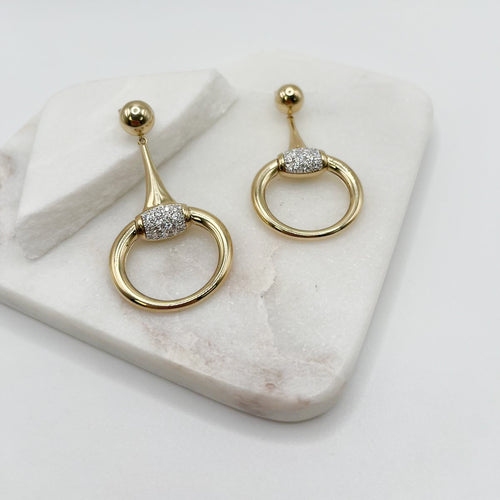 Gold Diamond Ascot Drop Earrings