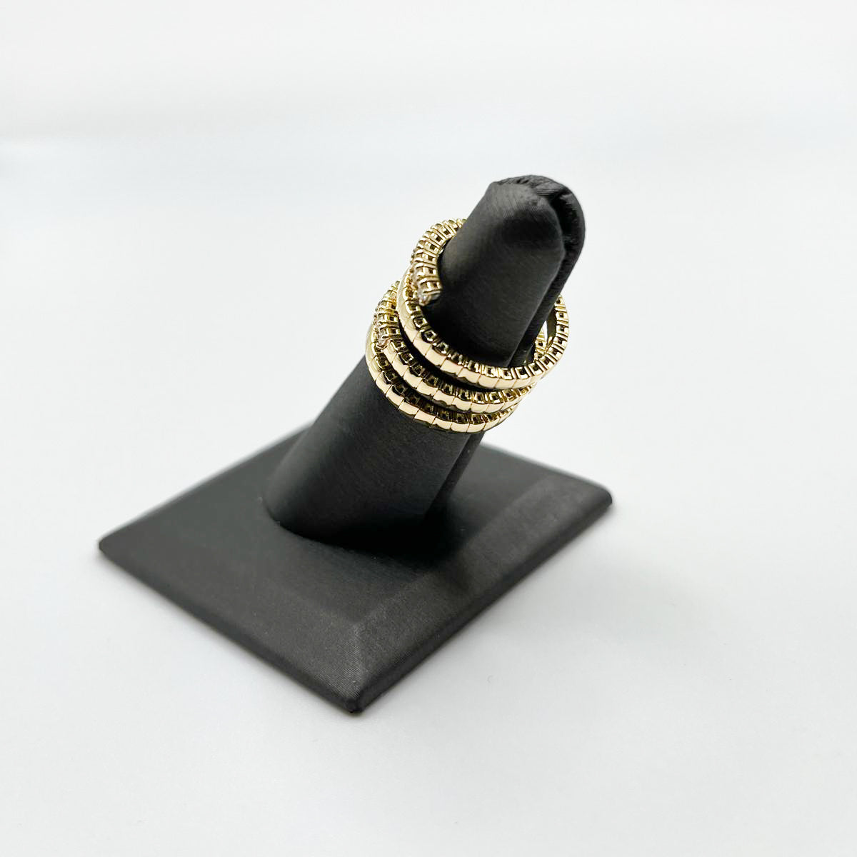 Gold Diamond Spiral Statement Ring