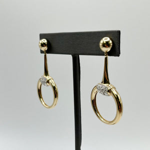 Gold Diamond Ascot Drop Earrings