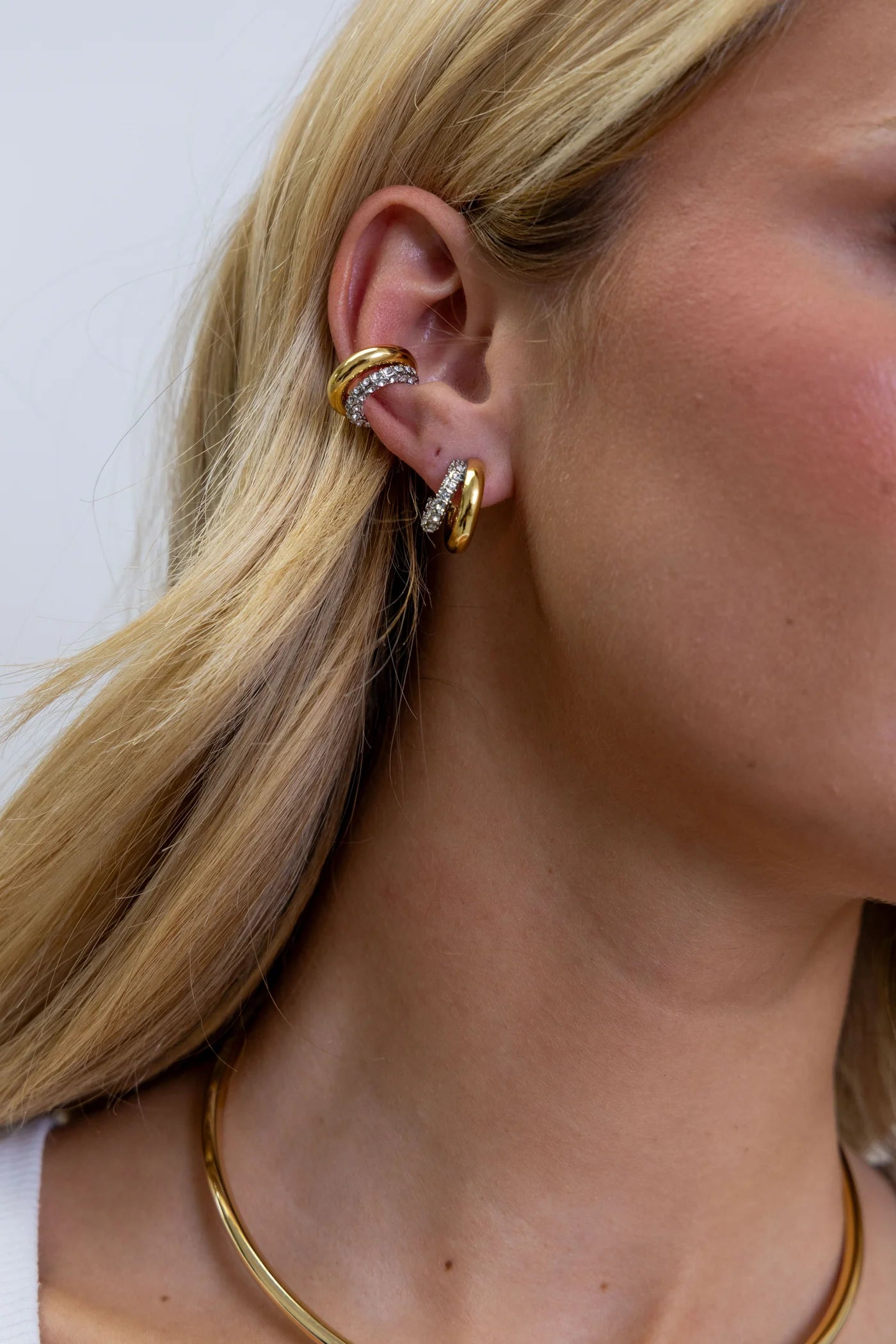 Sahira Kendall Two Tone Pave Hoop Earrings