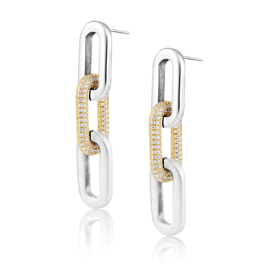 Sahira Jenna Pave Two Tone Earrings