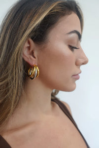 Sahira Lexi Tri Two Tone Hoop Earrings