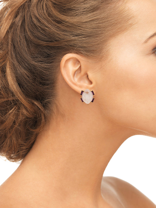Bounkit 2 in 1 Rose Quartz, Flourite, CZ & Clear Quartz Earrings