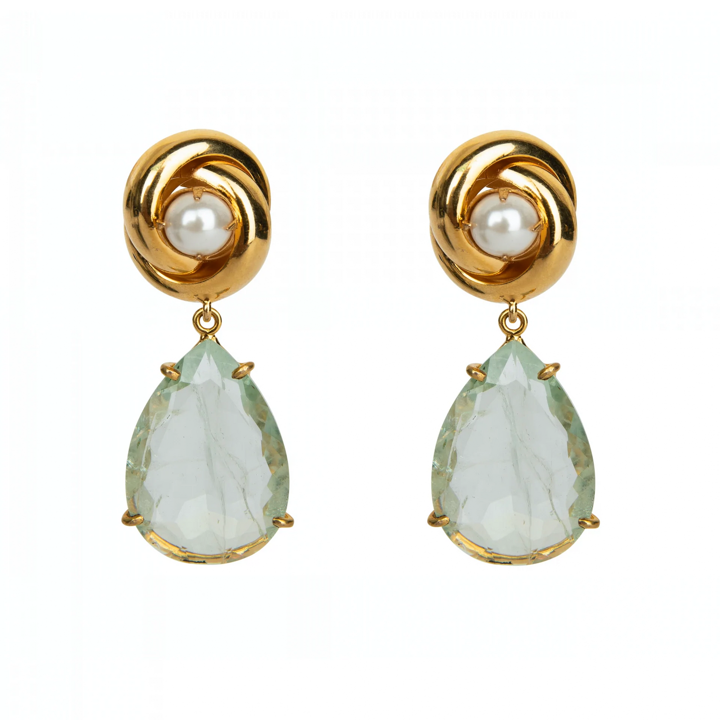 Bounkit Pearl & Green Amethyst Earrings