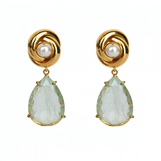 Bounkit Pearl & Green Amethyst Earrings