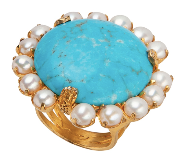 Bounkit Turquoise & Pearl ring