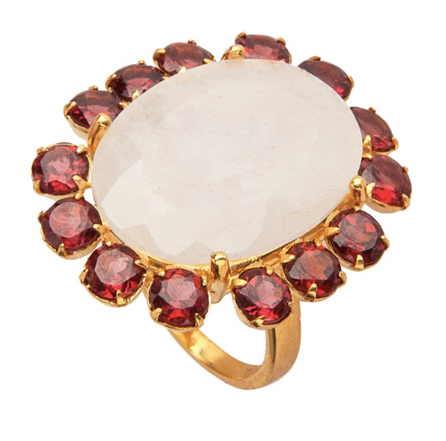 Bounkit Garnet & Moonstone ring