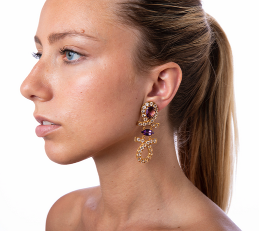 Bounkit Amethyst & Clear Quartz Earrings