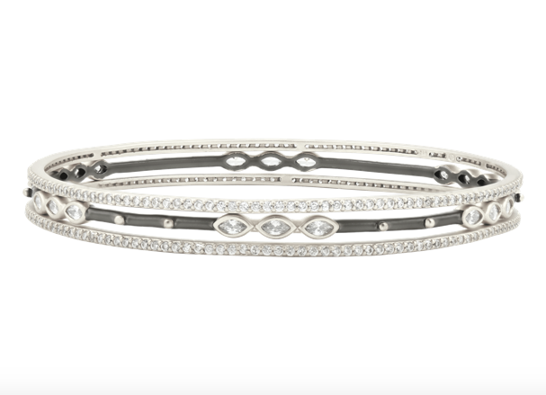 Freida Rothman Signature Marquise Station 3-Stack Bangle Bracelet