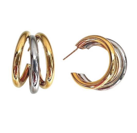 Sahira Lexi Tri Two Tone Hoop Earrings