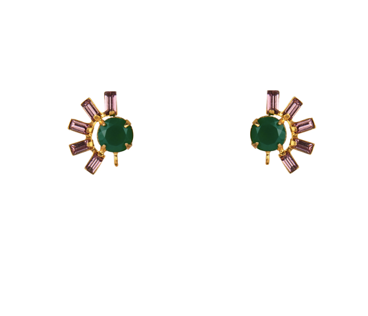 Bounkit Green Onyx & CZ Earrings