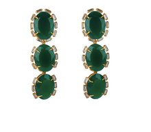 Bounkit Green Onyx & Clear CZ Earrings