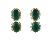 Bounkit Green Onyx & Clear CZ Earrings