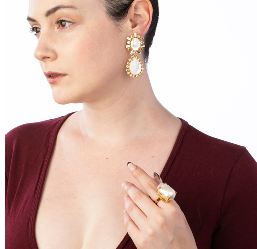 Bounkit Mother of Pearl & Citrine Earrings