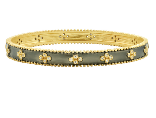 Freida Rothman Clover Beaded Bangle Bracelet
