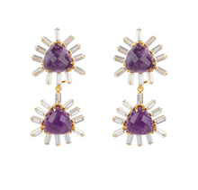 Bounkit Amethyst Trillion CZ Earrings