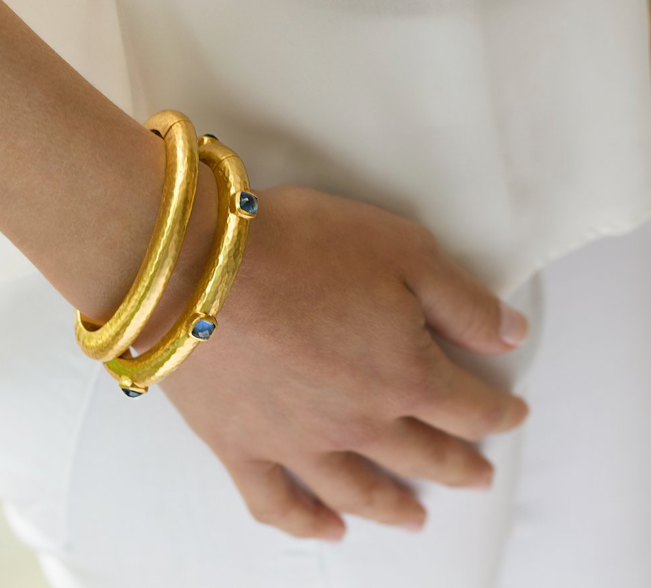 Julie Vos Catalina Stone Hinge Bangle Bracelet