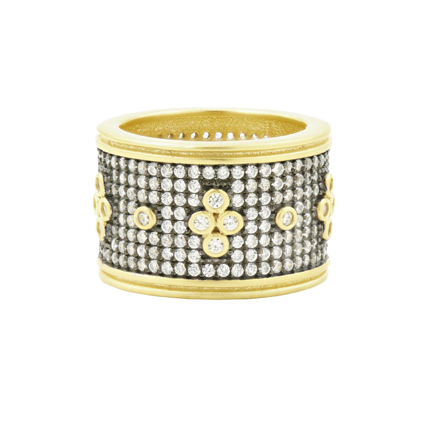 Freida Rothman Signature Pave Clover Wide Band Ring