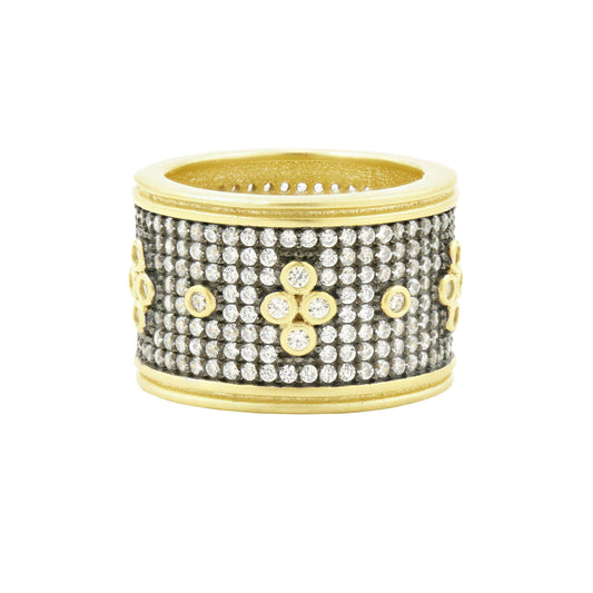 Freida Rothman Signature Pave Clover Wide Band Ring